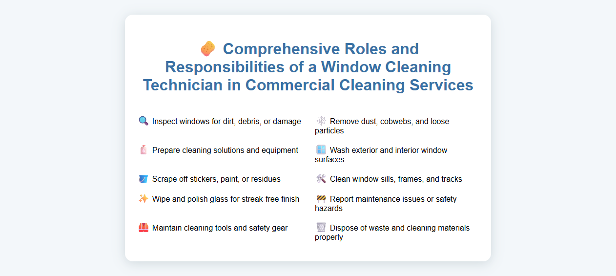 Comprehensive Roles and Responsibilities of a Window Cleaning Technician in Commercial Cleaning Services