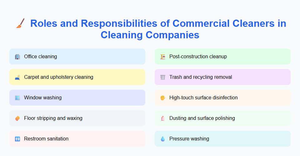 Roles and Responsibilities of Commercial Cleaners in Cleaning Companies