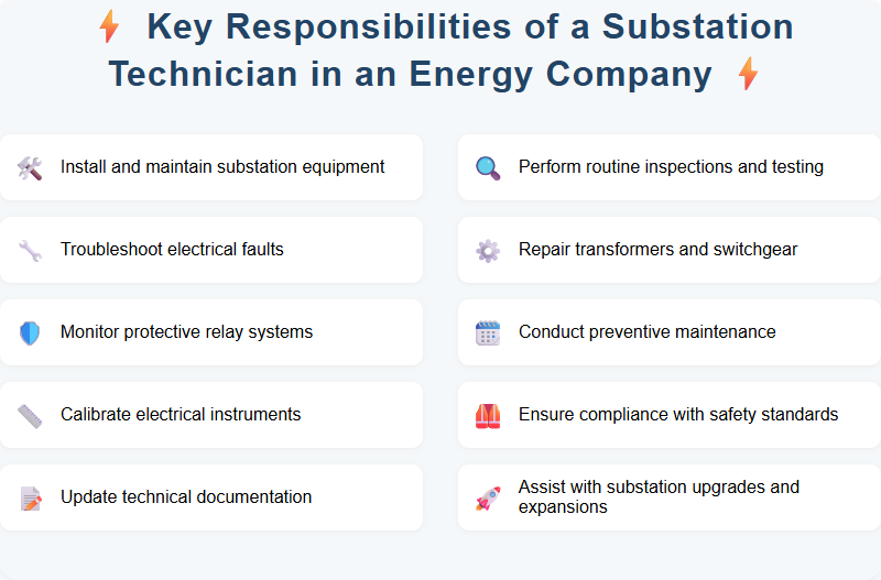Key Responsibilities of a Substation Technician in an Energy Company