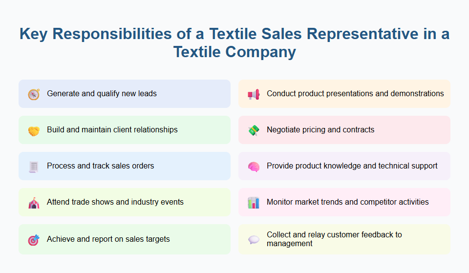 Key Responsibilities of a Textile Sales Representative in a Textile Company