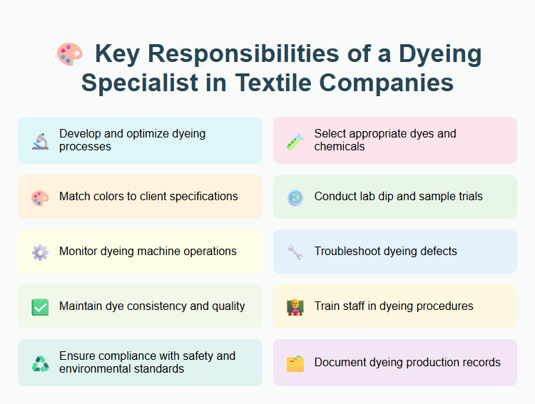 Key Responsibilities of a Dyeing Specialist in Textile Companies