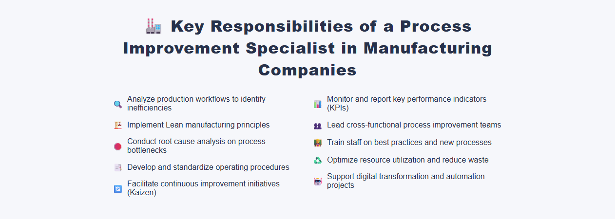 Key Responsibilities of a Process Improvement Specialist in Manufacturing Companies