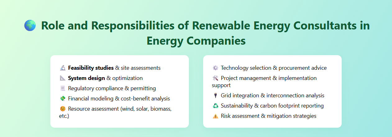Role and Responsibilities of Renewable Energy Consultants in Energy Companies