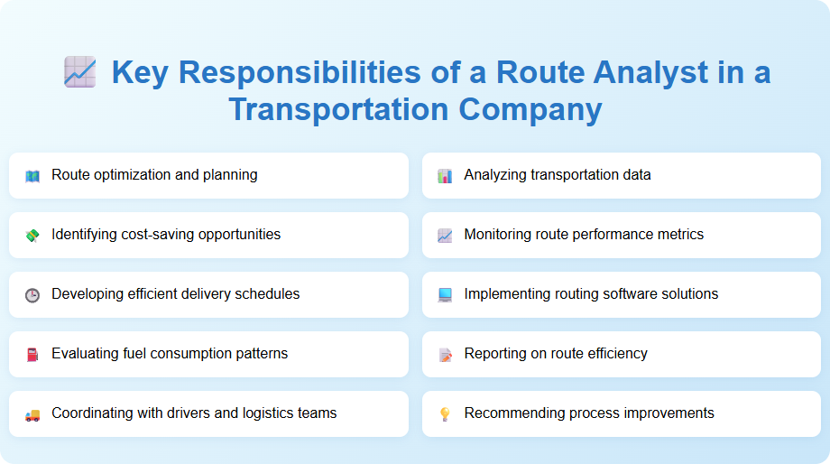 Key Responsibilities of a Route Analyst in a Transportation Company