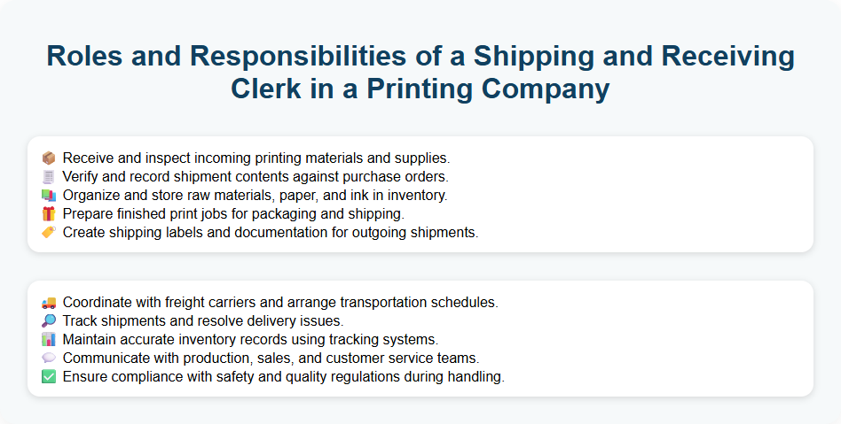 Roles and Responsibilities of a Shipping and Receiving Clerk in a Printing Company