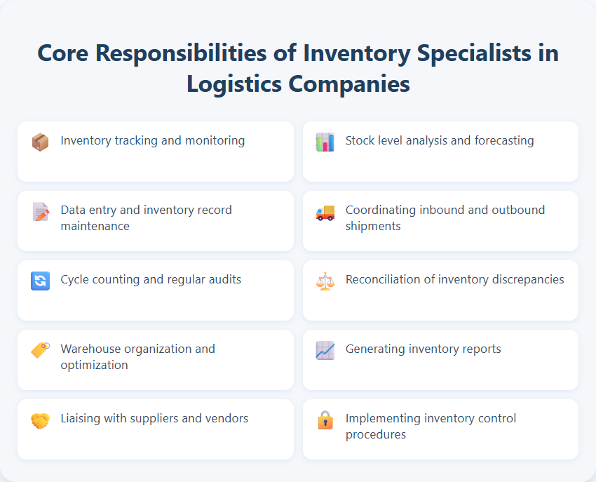 Core Responsibilities of Inventory Specialists in Logistics Companies