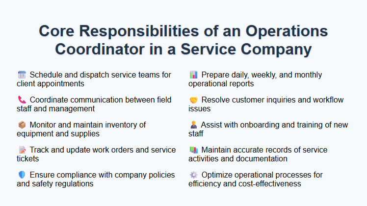 Core Responsibilities of an Operations Coordinator in a Service Company
