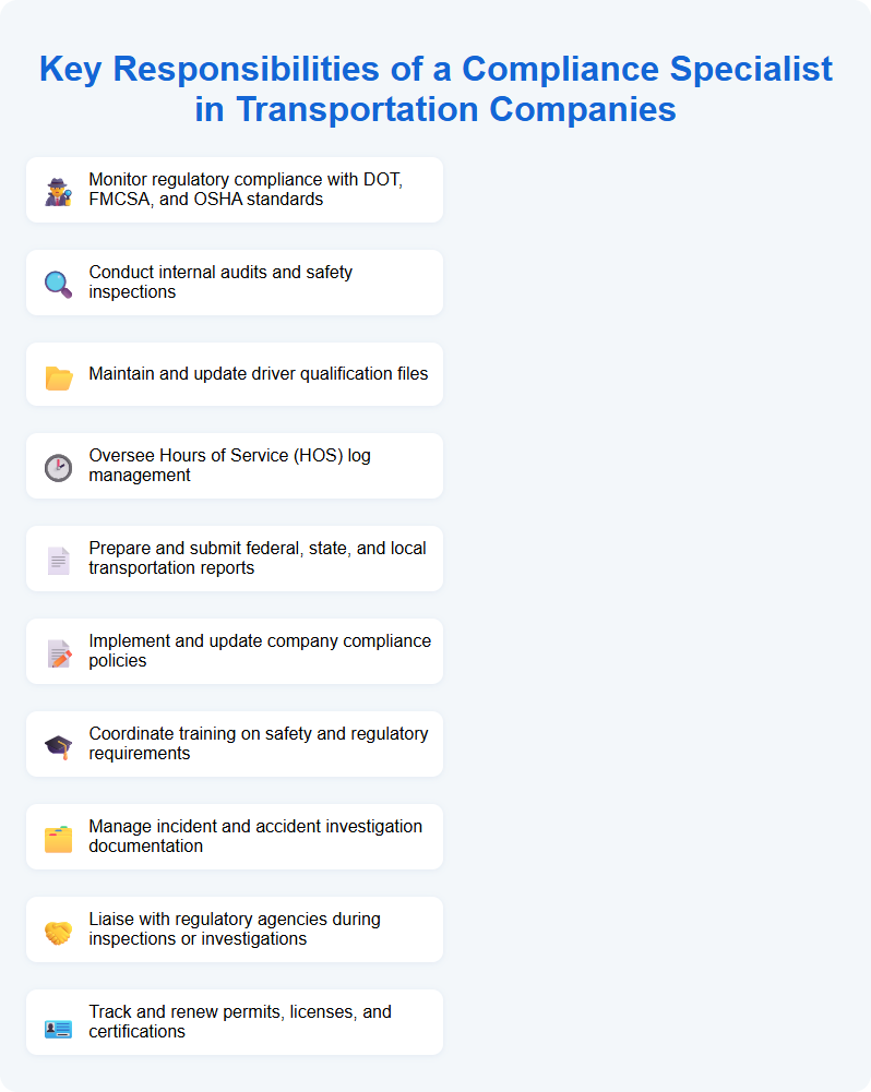 Key Responsibilities of a Compliance Specialist in Transportation Companies
