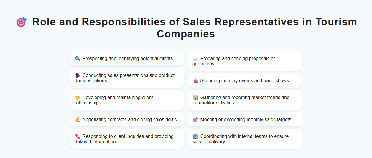 Role and Responsibilities of Sales Representatives in Tourism Companies