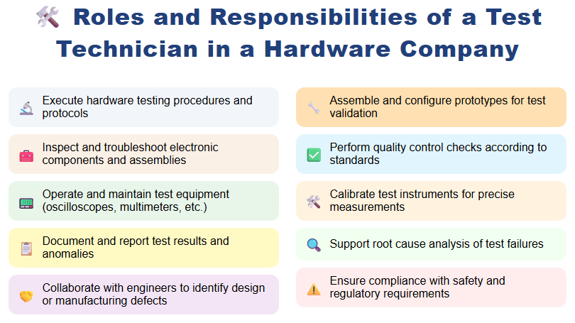 Roles and Responsibilities of a Test Technician in a Hardware Company