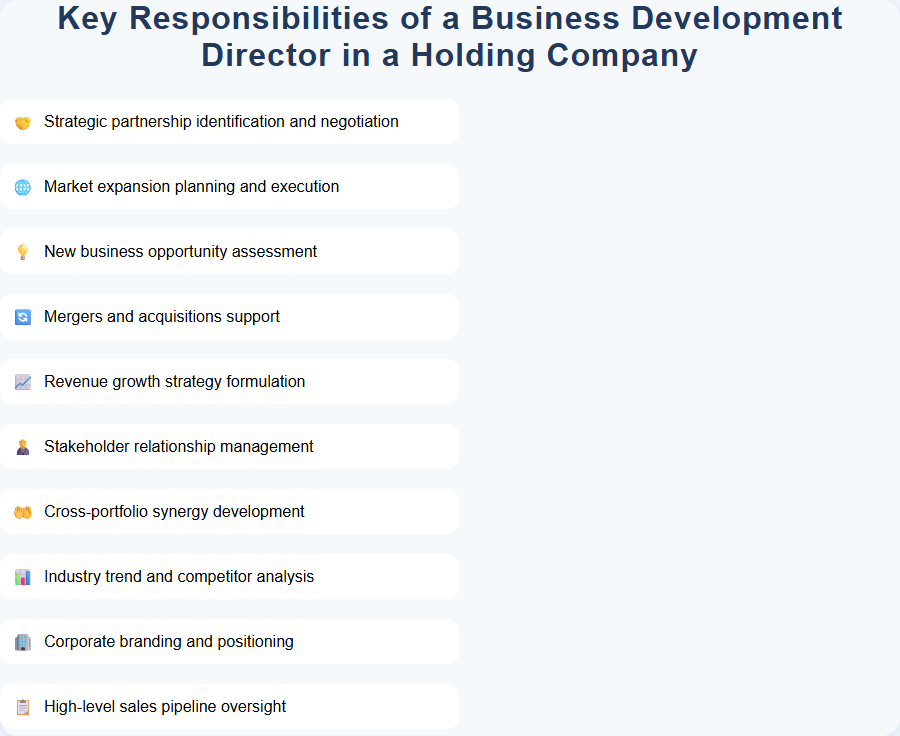 Key Responsibilities of a Business Development Director in a Holding Company