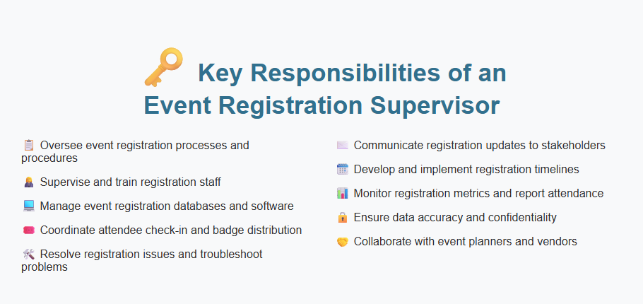 Key Responsibilities of an Event Registration Supervisor in an Event Management Company