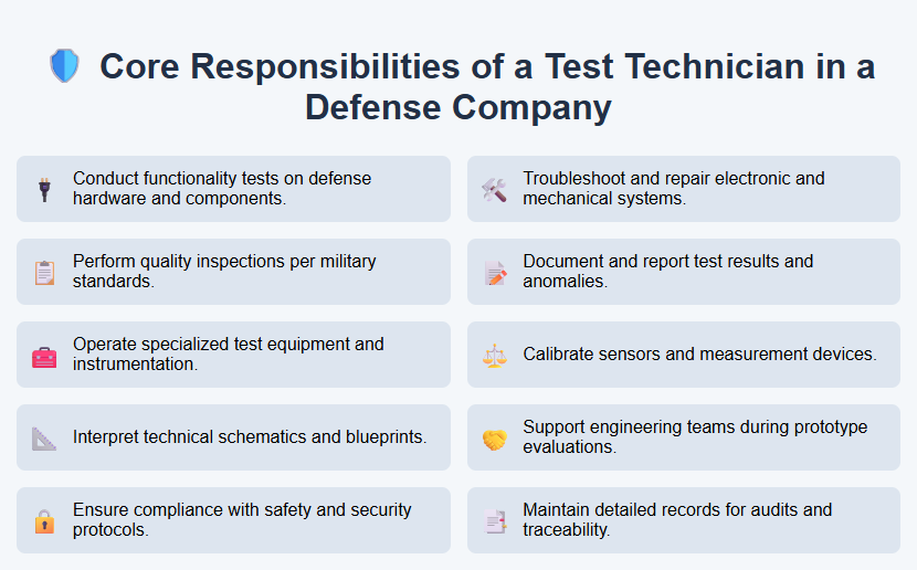 Core Responsibilities of a Test Technician in a Defense Company