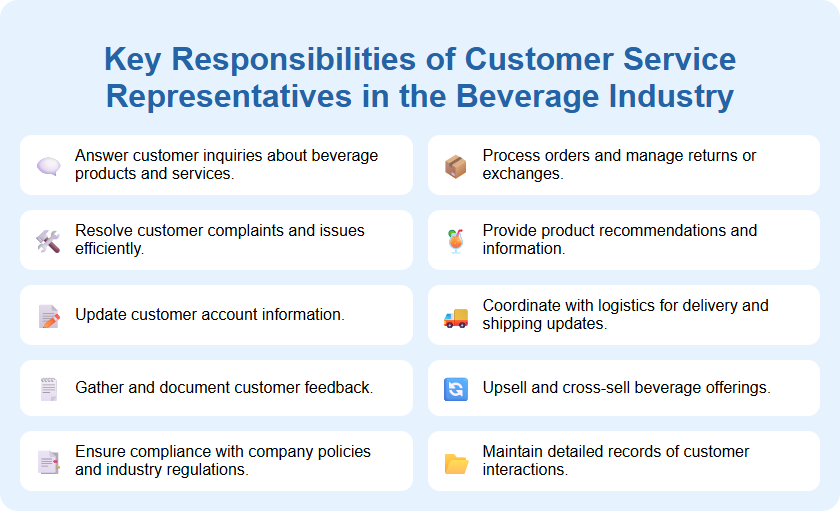 Key Responsibilities of Customer Service Representatives in the Beverage Industry