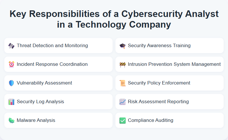 Key Responsibilities of a Cybersecurity Analyst in a Technology Company
