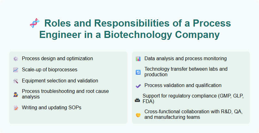 Roles and Responsibilities of a Process Engineer in a Biotechnology Company