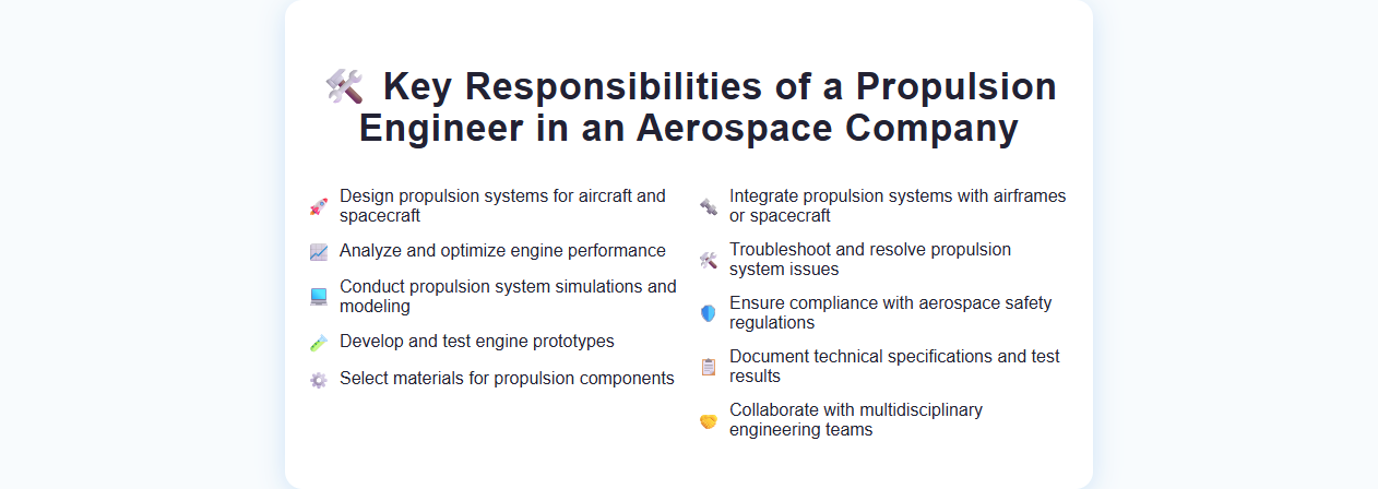 Key Responsibilities of a Propulsion Engineer in an Aerospace Company