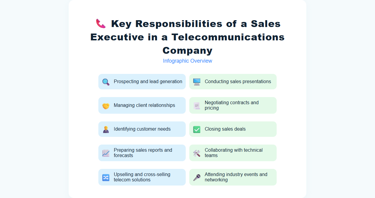 Key Responsibilities of a Sales Executive in a Telecommunications Company