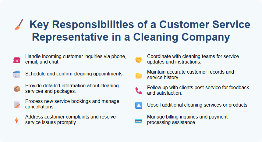 Key Responsibilities of a Customer Service Representative in a Cleaning Company