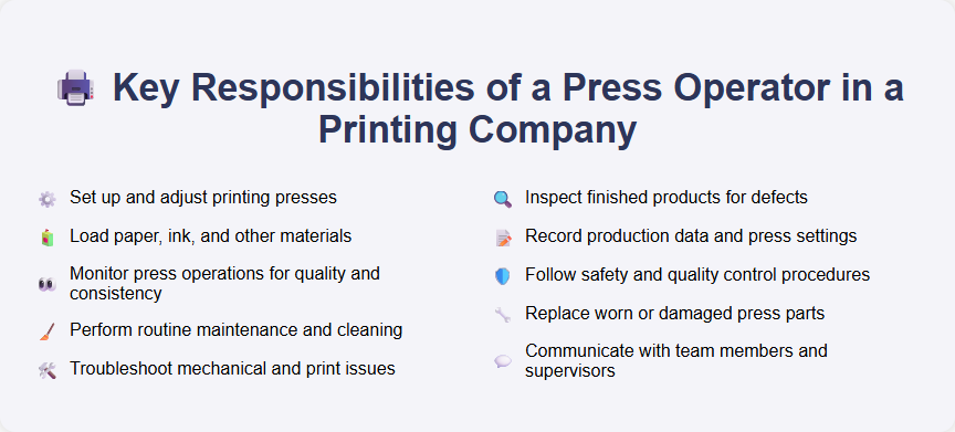 Key Responsibilities of a Press Operator in a Printing Company