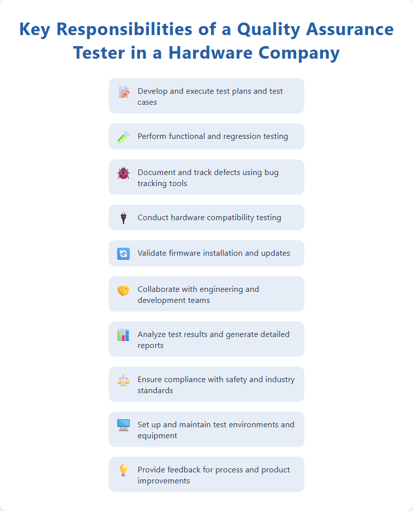 Key Responsibilities of a Quality Assurance Tester in a Hardware Company