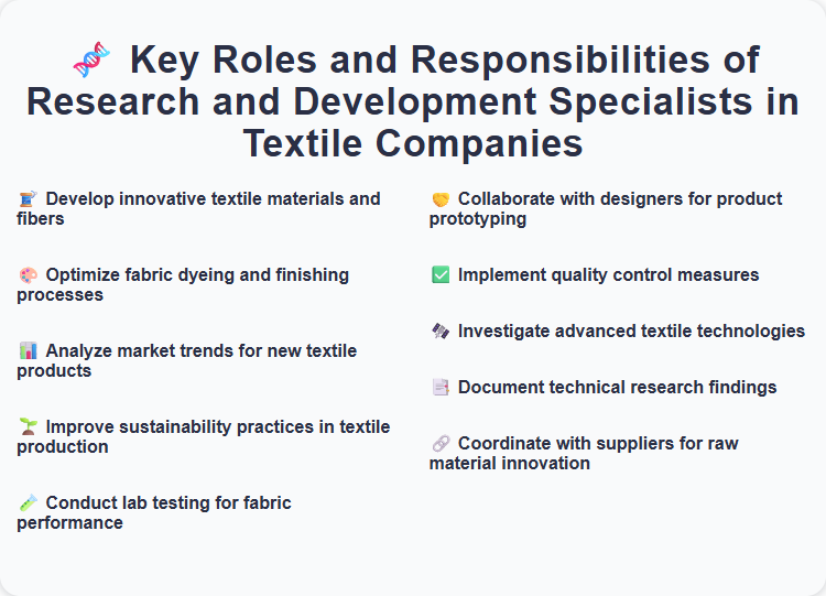 Key Roles and Responsibilities of Research and Development Specialists in Textile Companies