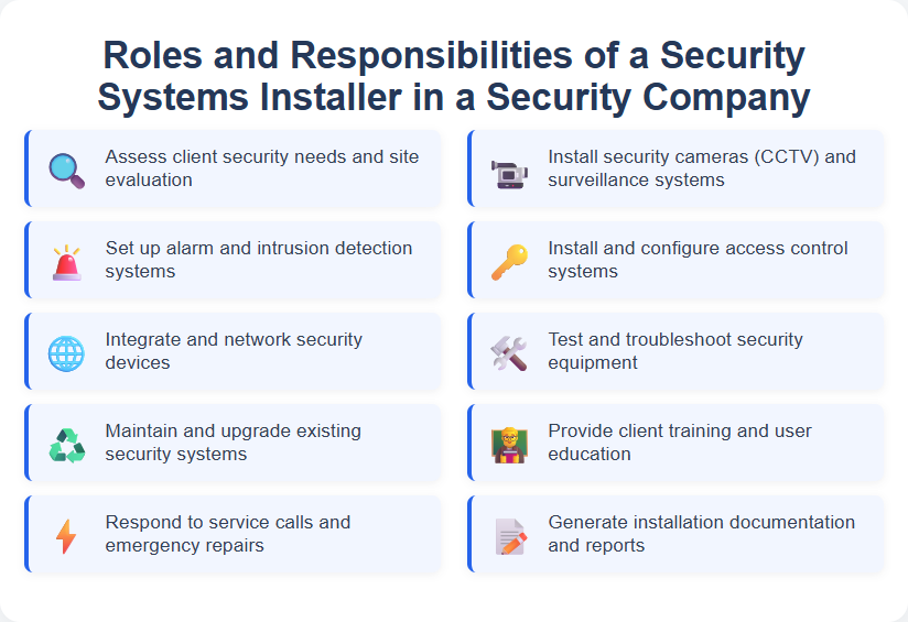Roles and Responsibilities of a Security Systems Installer in a Security Company
