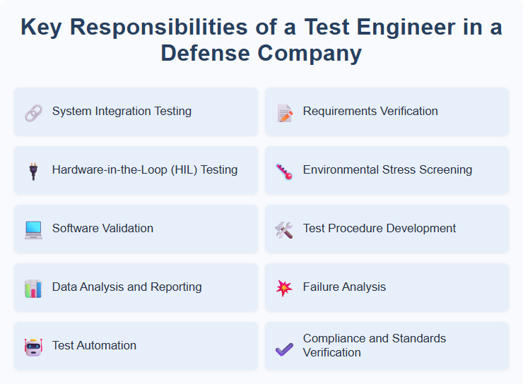 Key Responsibilities of a Test Engineer in a Defense Company