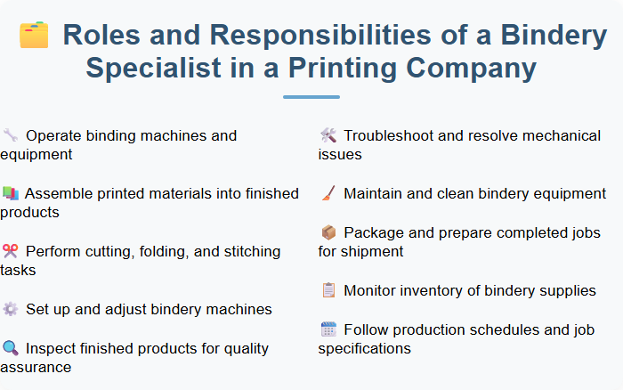 Roles and Responsibilities of a Bindery Specialist in a Printing Company