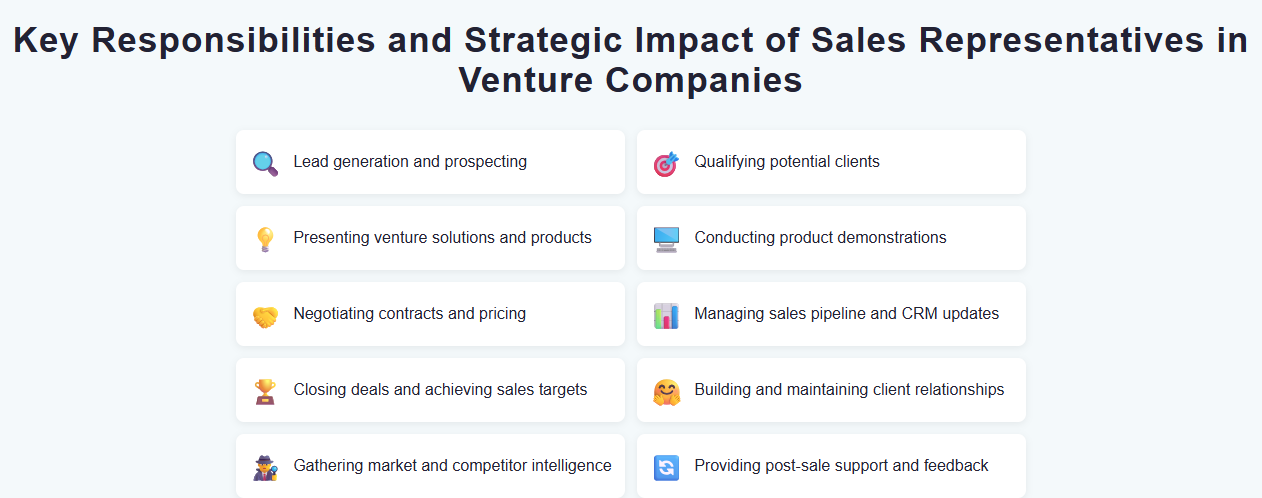 Key Responsibilities and Strategic Impact of Sales Representatives in Venture Companies