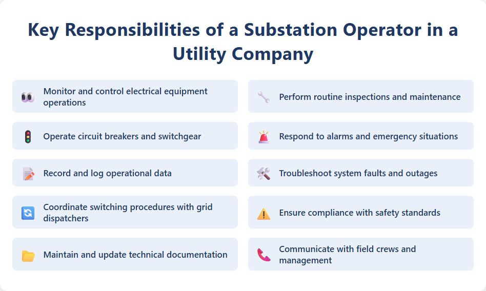 Key Responsibilities of a Substation Operator in a Utility Company