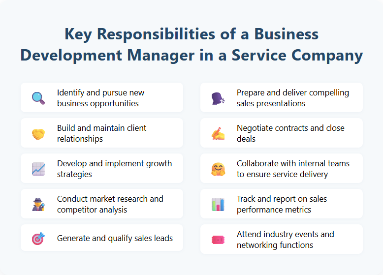 Key Responsibilities of a Business Development Manager in a Service Company