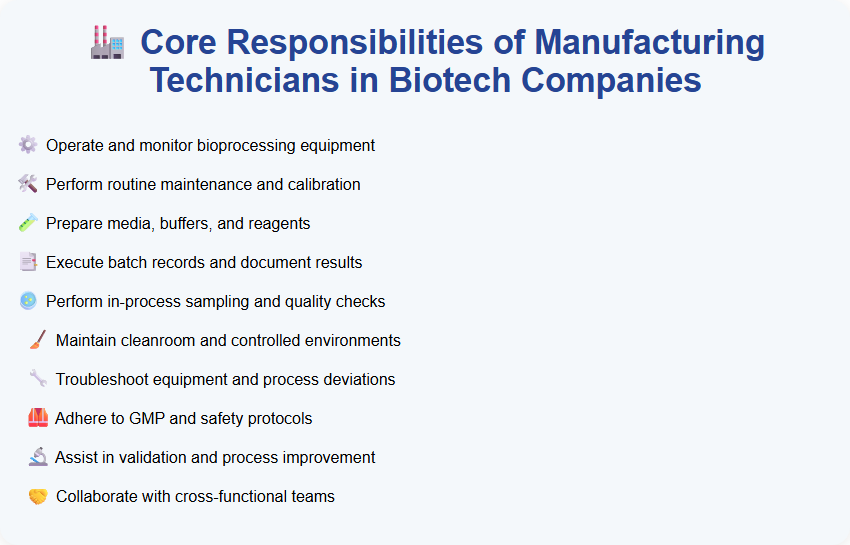 Core Responsibilities of Manufacturing Technicians in Biotech Companies