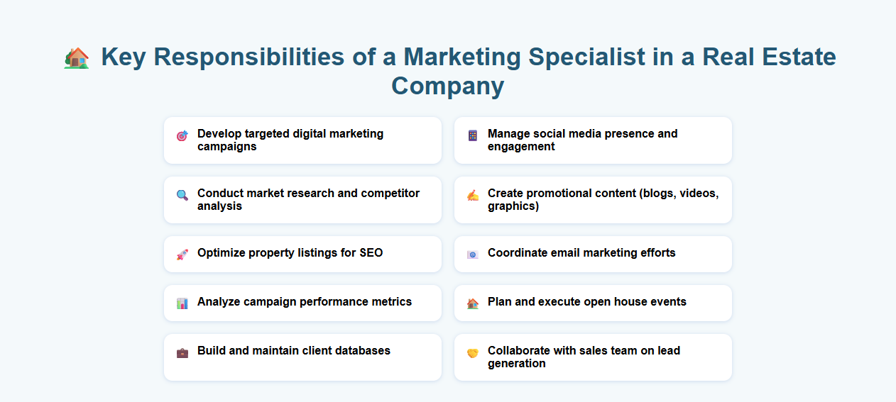 Key Responsibilities of a Marketing Specialist in a Real Estate Company
