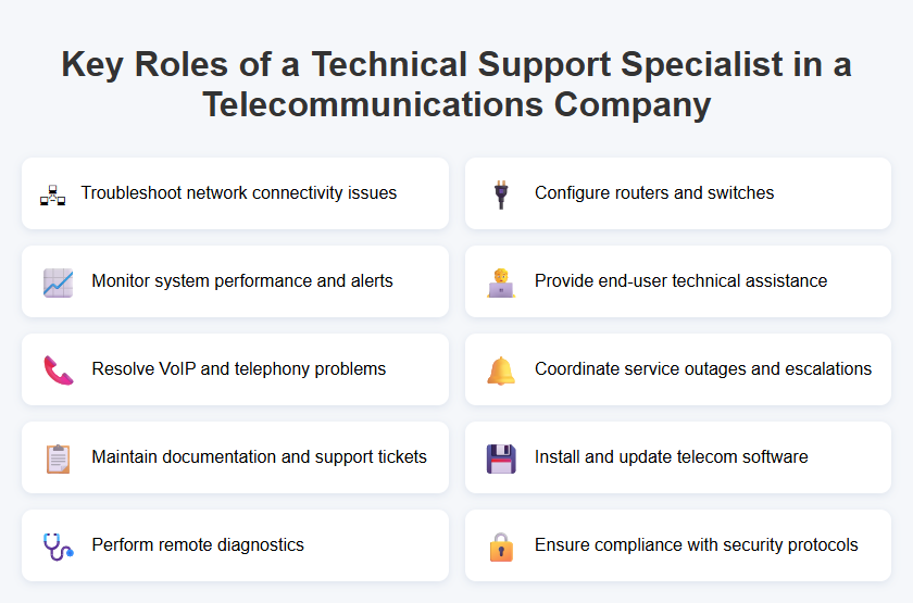 Key Roles of a Technical Support Specialist in a Telecommunications Company