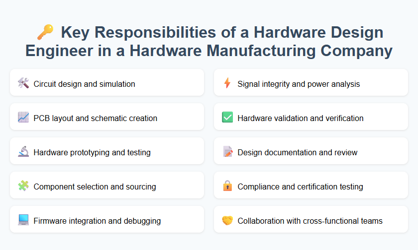 Key Responsibilities of a Hardware Design Engineer in a Hardware Manufacturing Company