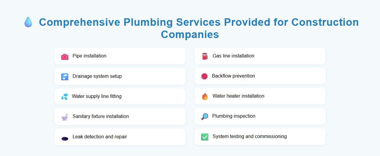 Comprehensive Plumbing Services Provided for Construction Companies