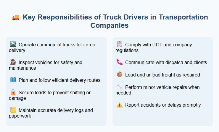 Key Responsibilities of Truck Drivers in Transportation Companies